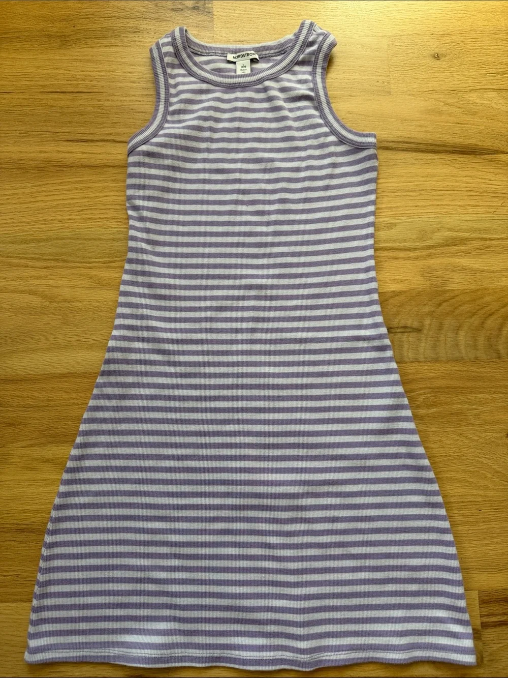 Nordstrom Girls Lavender and White Striped Tank Dress Childs Large (10/12)